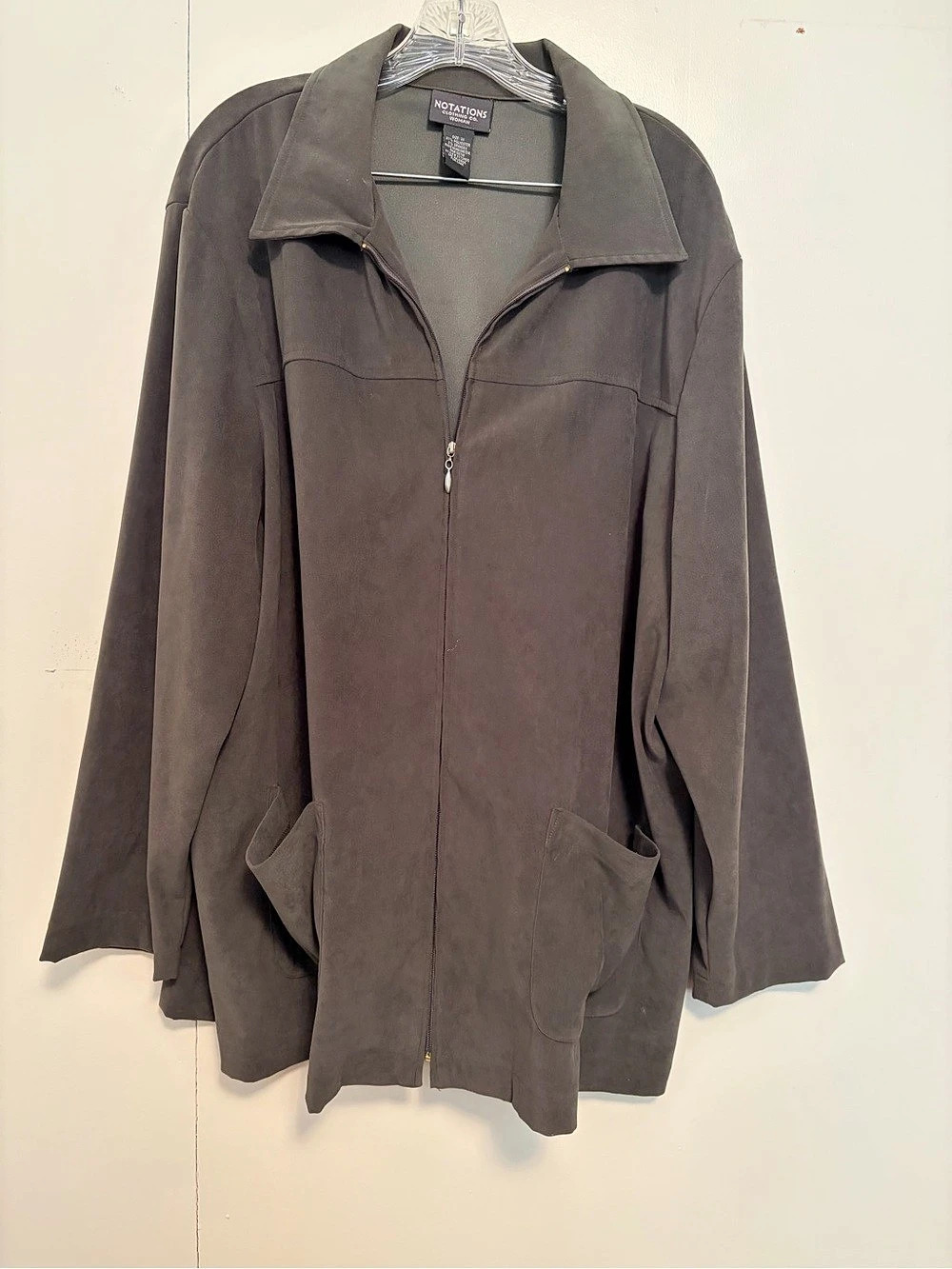 Notations Zip Front Jacket in Gray Size 3X Like New